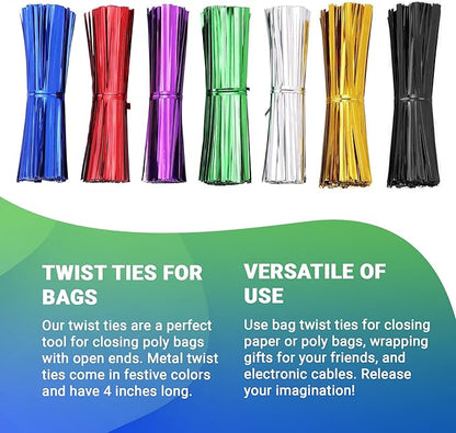 Blue Metallic Twist Ties for Bags 4 Inch. 100000 Pack of Aluminum Foil Christmas Twist Ties for Treat Bags. Reusable Bread Ties. Flexible Metallic Twist Tie. Twisty Ties for Bags, Cake Pops