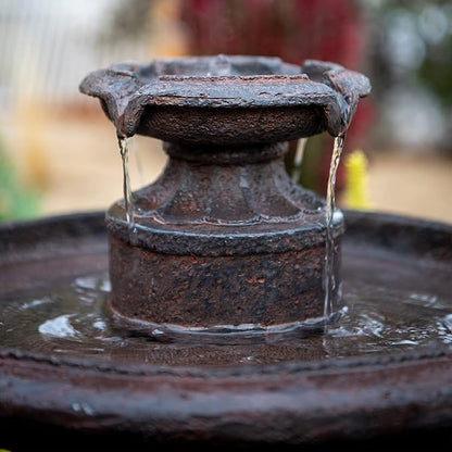 XBrand 28" Tiered Freestanding Classic Bird Bath Outdoor Water Fountain w/Auto Shut-Off Pump, Brown