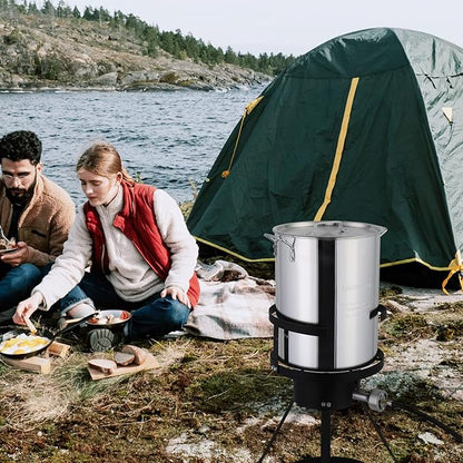 30 Qt. Aluminum Turkey Deep Fryer Pot with Injector Thermometer Kit and 54, 000 BTU Propane Stove Burner Stand for 20 Lbs Turkey, perfect for Outdoor Cooking and Frying