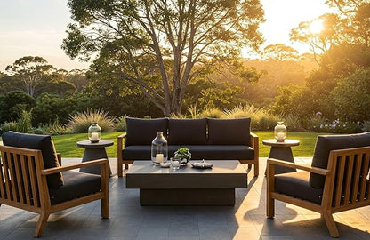RSH DECOR: Deep Seating Cushion with Pillow Back | 24” x 27” Seat | All-Weather Spun Fabric | Water and Fade-Resistant | Outdoor Chair Cushion Set for Patio Furniture | Black