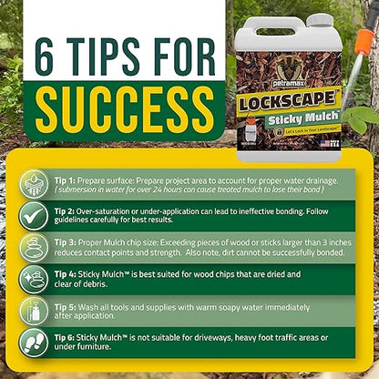 Lockscape Sticky Rock or Sticky Mulch Glue for Landscaping with Sprayer 1 Gallon, Max Rock Glue for Landscape & PetraTools HD101 Bundle, Lockdown Gravel or Mulch for Landscaping Hold (Mulches)