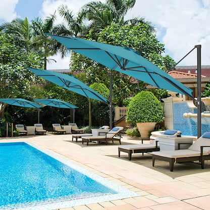 HOTIME10ft Patio Umbrella Cantilever Umbrella - Upgrade and Intensify - with 360 Rotation and 5 Angles Adjustment - Aluminum Offset Pool Umbrella Square Outdoor Umbrellas for Patio Garden Deck