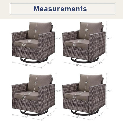 Patio Rocker Chairs: Swivel Outdoor Chairs Set of 4 with Wide Armrests