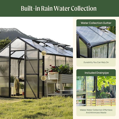 Vego Garden Junior Victorian Greenhouse 8ft – Durable Aluminum Frame with Polycarbonate Panels – All-Season Greenhouse for Backyard or Patio