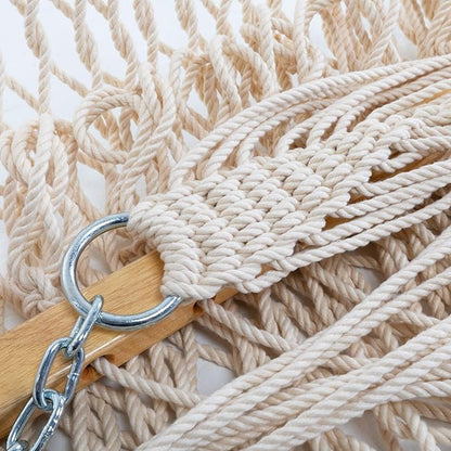 Original Pawleys Island Deluxe Oatmeal DuraCord Rope Hammock – 13 ft. x 60 in., 2-Person, 450 lb Capacity, Oak Spreader Bar, Zinc-Plated Hardware, Handcrafted in The USA