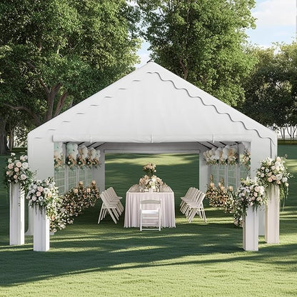 GREEN PARTY 16x32FT Party Tent Heavy Duty, Large Wedding Event Shelters with 4 Carry Bags & Removable Sidewalls, Outdoor Canopy Gazebo Commercial Tents for Parties Carport Garden Patio