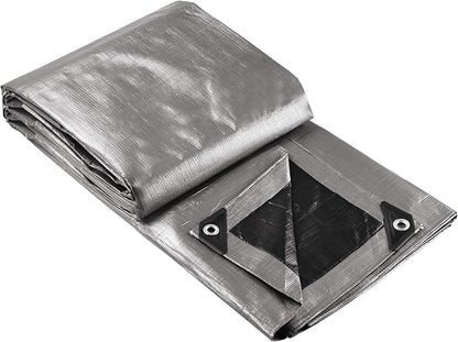 Yescom 12x24 Ft 10 Mil Poly Tarp Protective Cover Tarpaulin Heavy Duty Reversible Silver Black Tarps