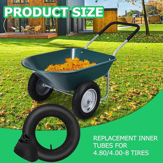 4.80/4.00-8" Inner Tube with Straight Valve Stem (2-Pack) - Heavy Duty Replacement Tire Tubes for Wheelbarrows, Mowers, Hand Trucks, Dollies