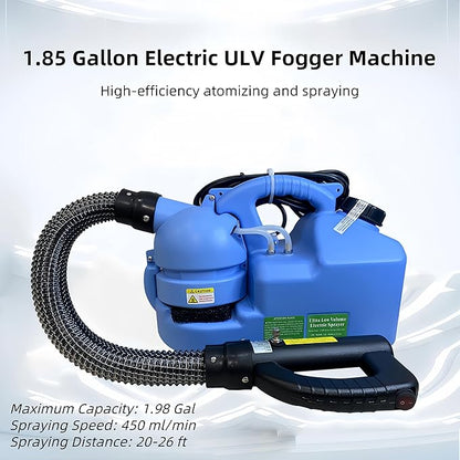 1.85 Gallon Electric ULV Fogger Machine, Portable Atomizer Fogger Sprayer, Misting Atomization System Indoor Outdoor for Home Yard Restaurant Hotel, 20-26FT