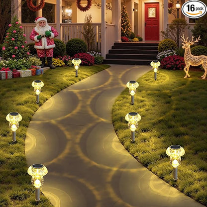 Solar Lights Outdoor, 16 Pack Mushroom Lights Outside Waterproof, Solar Powered LED Lighting for Garden, Yard, Landscape, Path, Pathway, Lawn, Walkway, Driveway, Backyard Decor (Warm White)