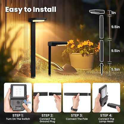 Solar Lights Outdoor, 4Pack Smart Pathway Lights with Color Changing &Sync, 9Modes (Warm/Cool White,RGB) for Driveway,Walkway,Garden,Yard,Fence,Patio,Lawn,Step Waterproof