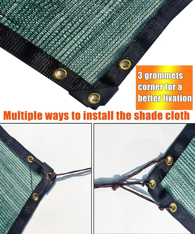 e.share 40% Shade Cloth for Garden, 12 Ft X 24 Ft Sun Shades Outdoor Patio with Grommets for Plant Covers,Porch Screen,Pergola Shade Cover,Greenhouse,Green