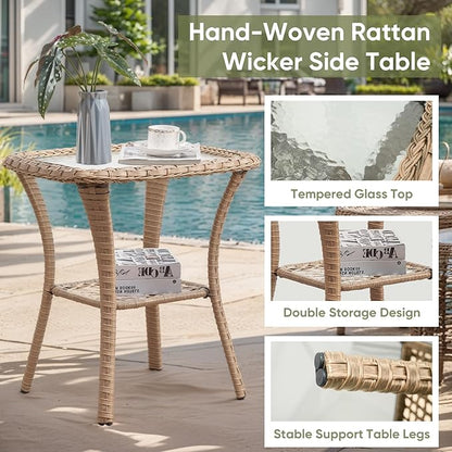 7-Piece Patio Furniture Set - All-Weather PE Wicker with Swivel Rocker Chairs, Couch, Ottomans & Tables
