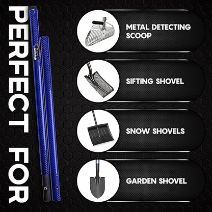 CKG Metal Detector Shovel Travel Carbon Handle for Scoop Shovel, Universal Lightweight Pole for Beach Metal Detecting Digging Tools Treasure Hunting 3k Carbon Fiber Long Tube Rod – Blue/Travel Size