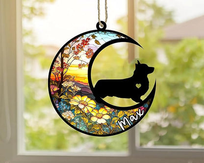 Personalized Dog Memorial, Custom Name Corgi (Black) Dog Christmas Ornament with Name, Custom Breeds, Pet Loss Light Catcher, Gifts for Lovers Loss of Pet Sympathy on Mothers Day Christmas
