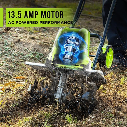 STEELITE 16-Inch Corded Electric Tiller, 13.5 Amp Powerful Garden Cultivator for Soil Preparation and Landscaping – Lightweight, Durable, and Easy to Use