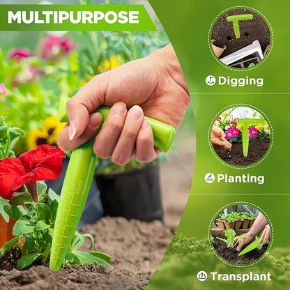 Seed Planter Tool, 6.9" Dibber Garden Tool, Plastic Seed Dibbler for Planting, Bulb Digger Garden Planter with Handle for Sowing Seeds, Planting, Bulbs, Digging (Light Green)