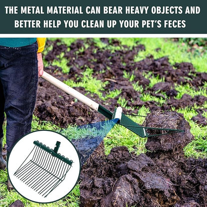 Tandefio 2 Pack Pitchfork Replacement Head Metal Horse Manure Rake Gardening Pitch Fork with Angled Tines for Horse Stall Poop Picking up(Green)