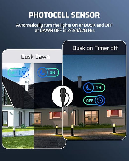 DEWENWILS 120W Low Voltage Transformer with Photocell Sensor & Timer, 120V AC to 12V DC, Weatherproof Landscape Lighting Transformer for Spotlights, Garden Lights, Steplight, Billboard…