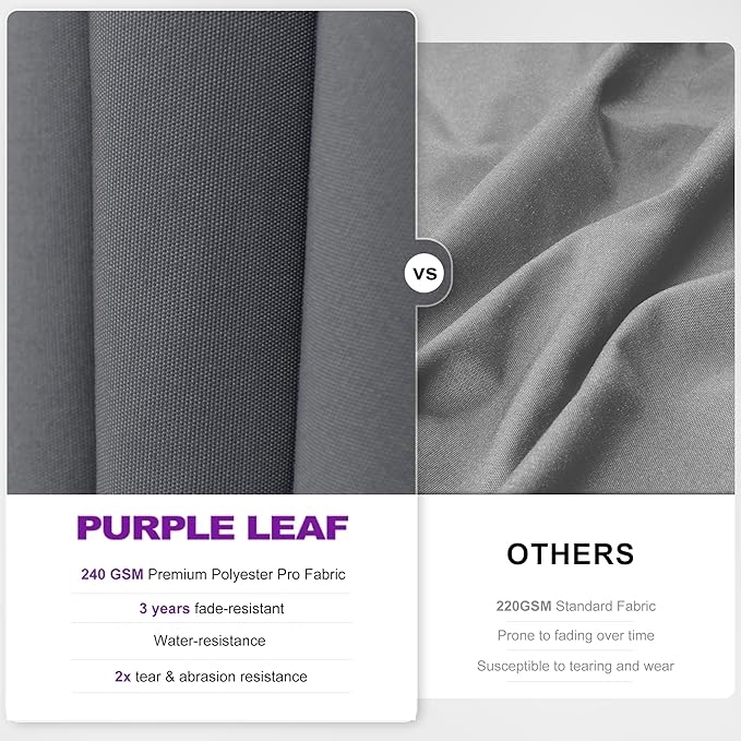 PURPLE LEAF 8' X 8' Left-Right Tilting Outdoor Patio Umbrella Swivel Offset Cantilever Rectangle Aluminum Umbrella with UV Resistant Heavy Duty for Deck Pool Patio Backyard, Graphite Grey