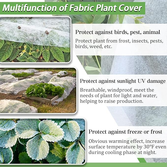 Plant Covers Freeze Protection, 7FT x 25FT 0.9oz Reusable Floating Row Cover Plant Blankets Frost Cloth for Clod Winter Frost Sun Pest Protection