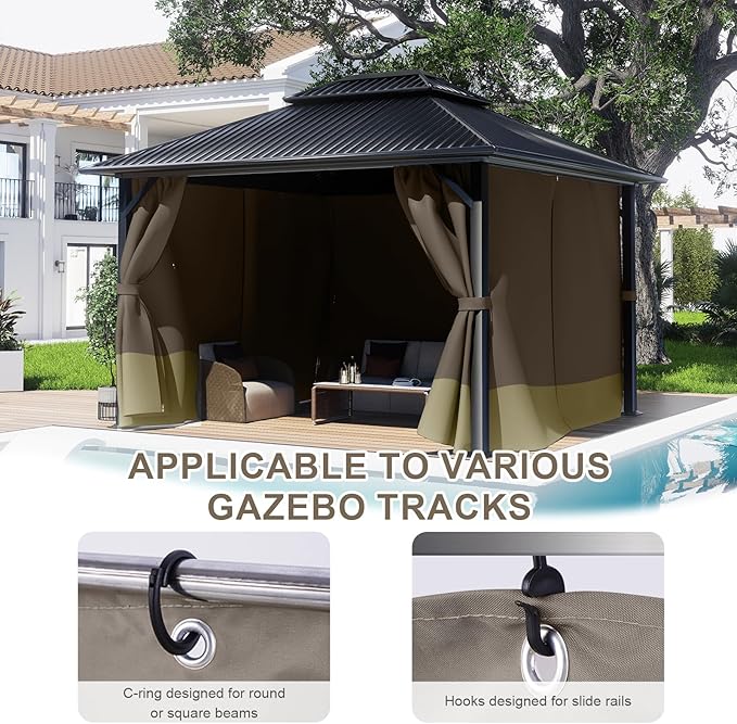 BPS 12' x 12' Gazebo Curtain Privacy 4-Panel Sidewall Outdoor Replacement Shade (Only Curtain)