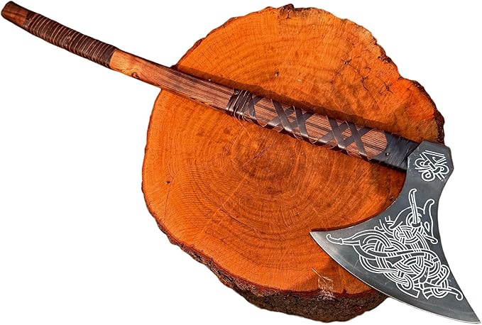 MDM-012 Custom Handmade Viking Axe Real Tomahawk Viking Hatchet Beared Camping Axe, 5160 HIGH Carbon Steel Blade, Throwing Set Vintage Ax Viking Gift for Him - Viking Gifts for Him
