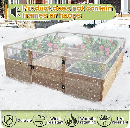 Alphatool Greenhouse Cover Plastic Sheeting - 8 x 24 ft Plant Covers Freeze Protection, Frost Cloths for Outdoor Plants, Clear Floating Row Cover for Outdoors Garden Plants Vegetables Crops