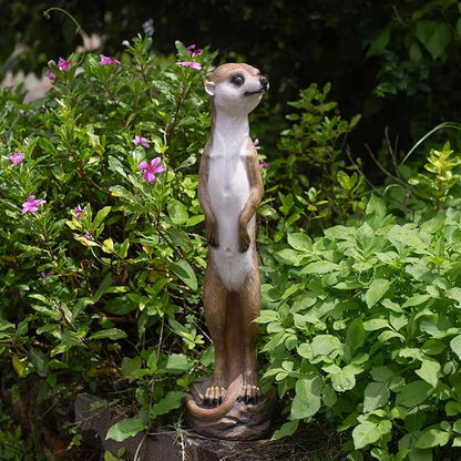 19.2 Inch Height,Outdoor Meerkat Sculpture Garden Decoration Standing Outdoor Sculpture, Weather-Resistant Resin, Brown