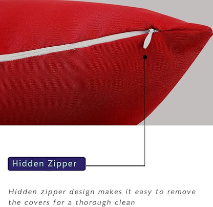 idee-home Outdoor Pillows with Inserts Included, Patio Outside Lumbar Pillows Waterproof Set of 2, 12 x 20 inch Red