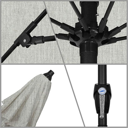 California Umbrella 9' Round Sunbrella Aluminum Outdoor Deck, Pool or Patio Umbrella, Crank Lift, Auto Tilt, Bronze Pole, Granite