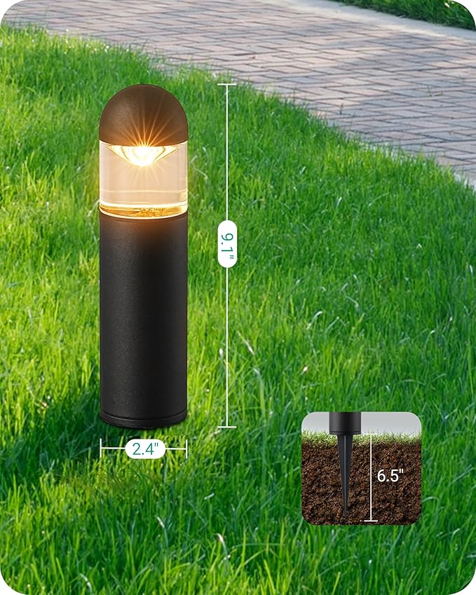 EDISHINE Low Voltage Landscape Lighting, 12V 3W 3000K Warm White, Electric Outdoor Bollard Lights with Connectors, Waterproof LED Pathway Driveway Walkway Lights Wired for Yard Garden