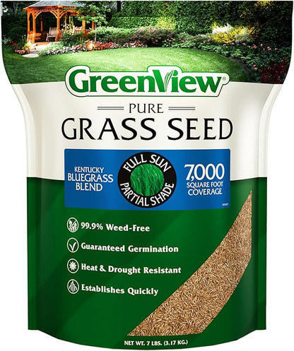 GreenView Pure Grass Seed Kentucky Bluegrass Blend, 7 lb. Bag – Covers up to 7,000 sq. ft.