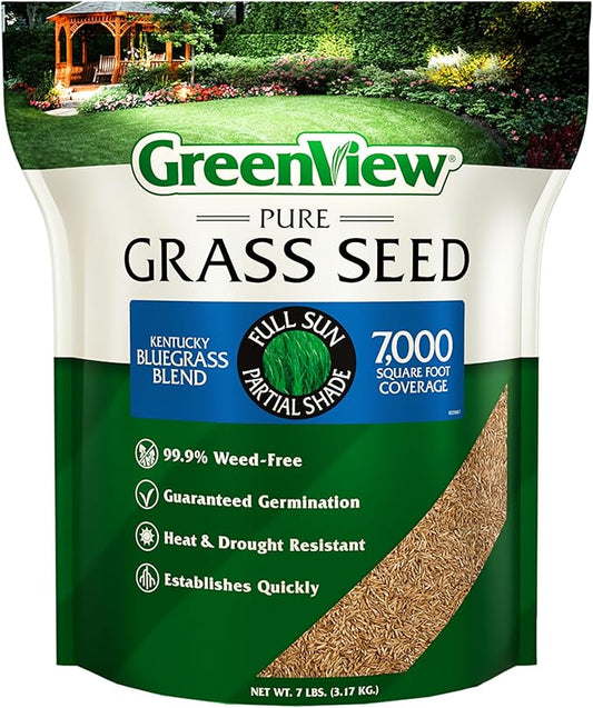 GreenView Pure Grass Seed Kentucky Bluegrass Blend, 7 lb. Bag – Covers up to 7,000 sq. ft.
