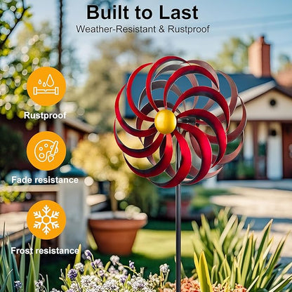 Wind Spinners Outdoor Yard Decorations, 16 Inches Wind Sculpture Metal Garden Art, Windmills for Yard Gardening Gifts for Women Mom Backyard, Patio, Garden Decor