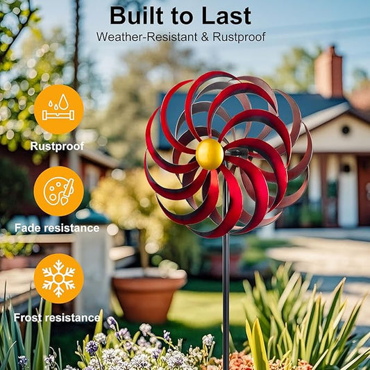 Wind Spinners Outdoor Yard Decorations, 16 Inches Wind Sculpture Metal Garden Art, Windmills for Yard Gardening Gifts for Women Mom Backyard, Patio, Garden Decor