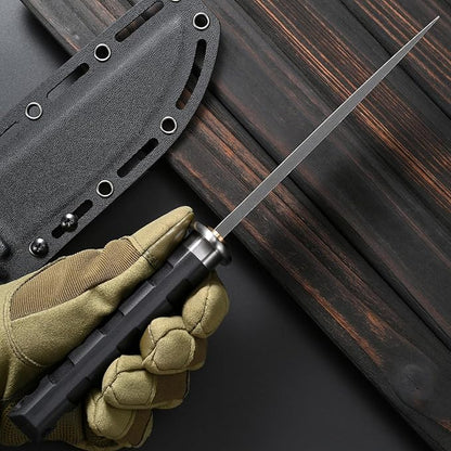 Sitivien ST29 Fixed Blade Knife, AUS-10 Steel Blade G10 Handle Full Tang Bowie Knife for Outdoor Camping Hunting Fishing Working(Black)