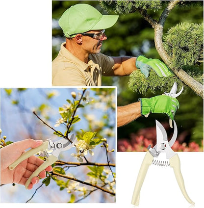 20 Garden Flower Shears Pruning Scissors Heavy Duty Plant Scissors Trimming Garden Clippers Hand Tree Pruner for Yard Gardening Plants Hedge Flower Tree Cutting Secateurs (Beige)