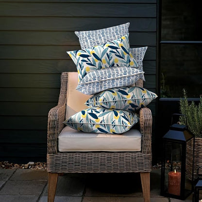 LVTXIII Outdoor Throw Pillows 18x18 Patio Waterproof Square Pillows with Piping Fade Resistant Accent Pillow for Spring Summer Garden Decoration, Set of 2, Leaves Multi