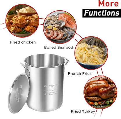 Red Mountain Valley 30Qt Turkey Fryer with Propane Burners for Outdoor Cooking, Aluminum Turkey Fryer Pot Basket, Propane Deep Fryer, Seafood Boil with Spigot,Timer, Marinade Injector, Turkey Rack