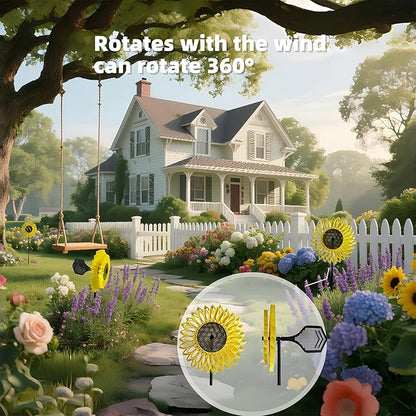 Sunflower Wind Spinner, Garden Wind Spinners, 360° Rotating Windmill, Yard Art Wind, Spinners for Yard and Garden Outdoor, Lawn Patio Decor Gifts for Garden Lovers, Yard Decor Stakes 7.6*7.6*21 In