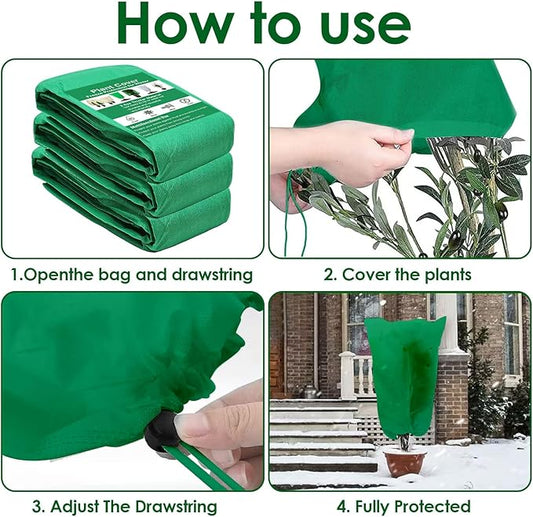 3 Pcs Large Plant Covers Freeze Protection 47.5" X 71.2" ,Reusable Winter Cold Weather Frost Blankets for Outdoor Plants with Drawstring and Zipper,Outdoor Tree Jackets (Green, 2 Pack XL-78.5" x94.5")