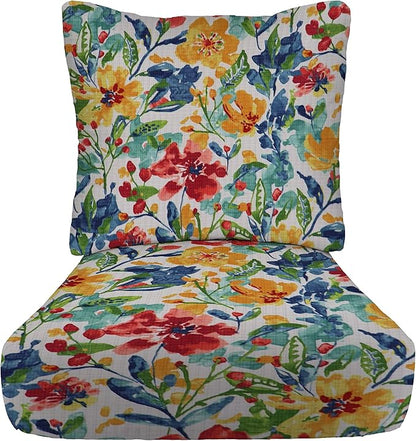 RSH DECOR Deep Seating Cushion with Pillow Back | 22” x 25” Seat | Water and Fade-Resistant Spun Fabric | Outdoor Chair Cushion Set for Patio Furniture | Oakmont Hightown Festival