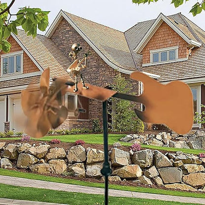 Guitarist Wind Sculptures & Spinners, Kinetic Sculpture Windmills, Metal Art Musician Figurine Wind Mill for Garden Yard Lawn Patio, Unique Garden Windmill Gift for Music Lover