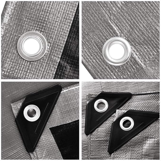 Yescom 18x24ft Heavy Duty Reinforced Poly Tarp Waterproof Tarpaulin 10-mil Ground Sheet Camping Tent Cover with Eyelets Reversible Silver Black Tarps