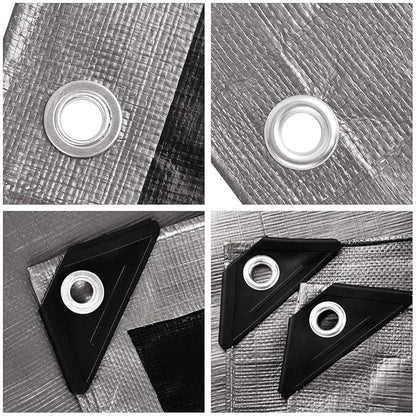 Yescom 18x24ft Heavy Duty Reinforced Poly Tarp Waterproof Tarpaulin 10-mil Ground Sheet Camping Tent Cover with Eyelets Reversible Silver Black Tarps