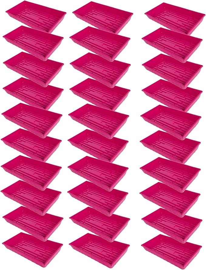 SUNPACK 10" x 20" Mega Plastic Seed Starting Tray, Magenta, 2.5" (Pack of 30) - No Drainage Holes, Ideal for Greenhouses or Indoor Gardening - Made of Thick, Strong Plastic