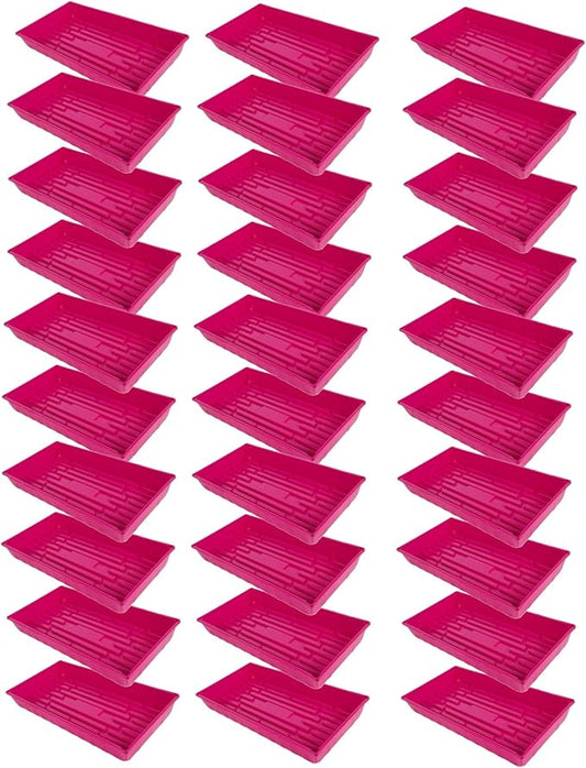 SUNPACK 10" x 20" Mega Plastic Seed Starting Tray, Magenta, 2.5" (Pack of 30) - No Drainage Holes, Ideal for Greenhouses or Indoor Gardening - Made of Thick, Strong Plastic