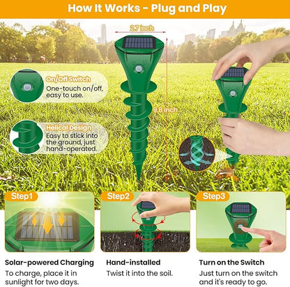 Ultrasonic Animal Repeller,Solar Pest Animal Repellent,Squirrel Repellent,Animal Deter Devices Outdoor,Cat Repellent Outdoor with Motion Sensor & Flashing Light for Yard（2 Pcs）