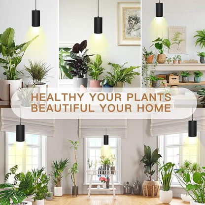 STERREN Hanging Grow Lights,Plug in Pendant Light for Indoor Plants,Full Spectrum Plant Light with ON/Off Switch, Auto Timer Decorative LED Grow Light with 21 FT Power Cord